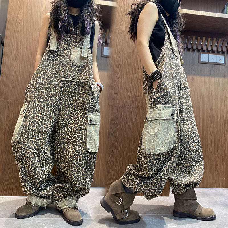 大好評 数量限定 レオパード柄 ヒョウ柄 ワイドバルーン風 デニム素材