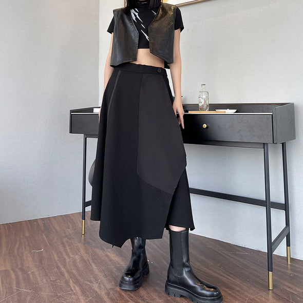 シンプルカジュアル　アシメ裾　不規則　モード系　Aライン　スカート
