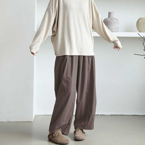 大人カジュアル　ワイド風　無地　定番　合わせやすい　パンツ　ボトムス　秋　冬