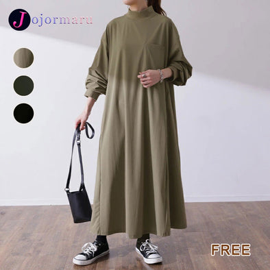 落ち感　シンプルカジュアル　Aライン　ロングワンピース