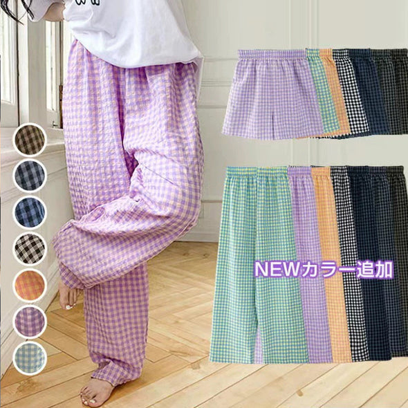 人気　お得　ルームウエア　部屋着　チェック柄　かわいい　楽ちん　