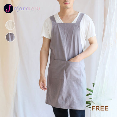 男女兼用　フロントポケット付き　ひざ丈　無地　かぶるだけ　エプロン