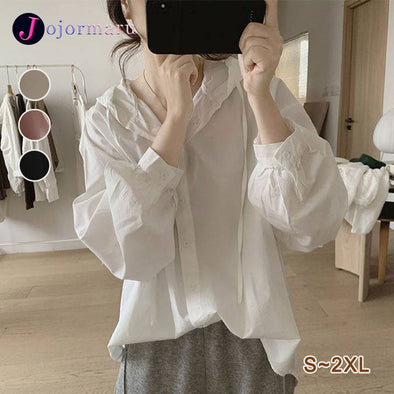 【S~2XL】抜け感　無地　フード付き　秋コーデ　薄手　シャツ風アウター