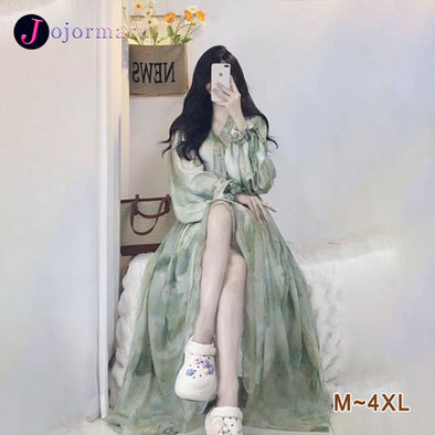 【M~4XL】韓国ファッション　かわいい　揺れ感　Aライン　シフォンワンピース