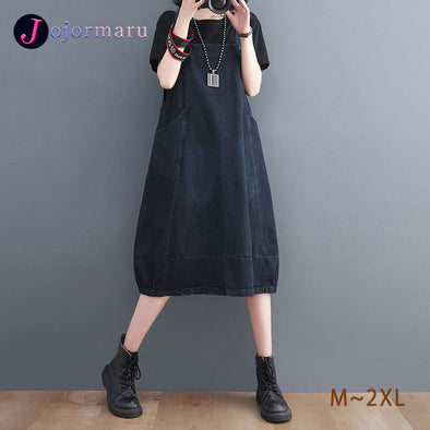 【M~2XL】大人カジュアル　デニムジャンパースカート　ワンピース
