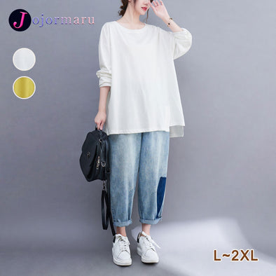 【L~2XL】シンプルカジュアル　秋コーデ　長袖Tシャツ