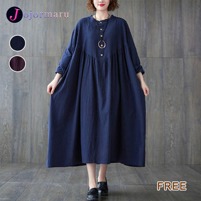 シンプル　ドルマンスリーブ　ビッグシルエット　ロングワンピース