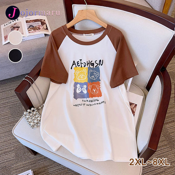 【2XL～8XL】カートゥーンプリント　かわいい　楽ちん　Ｔシャツ