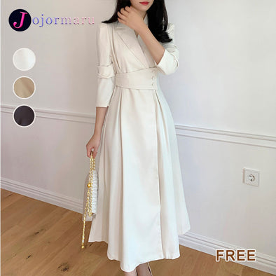 オンオフ兼用　切替　Aライン　シャツワンピース