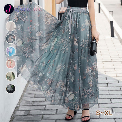 【S~XL】大人フェミニン　ボタニカル　Ａライン　かわいい　チュールロングスカート
