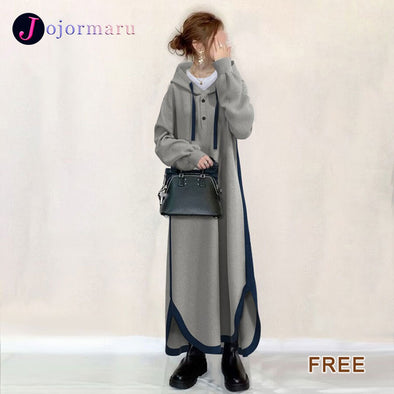 韓国ファッション　フード付き　パーカー風ワンピース