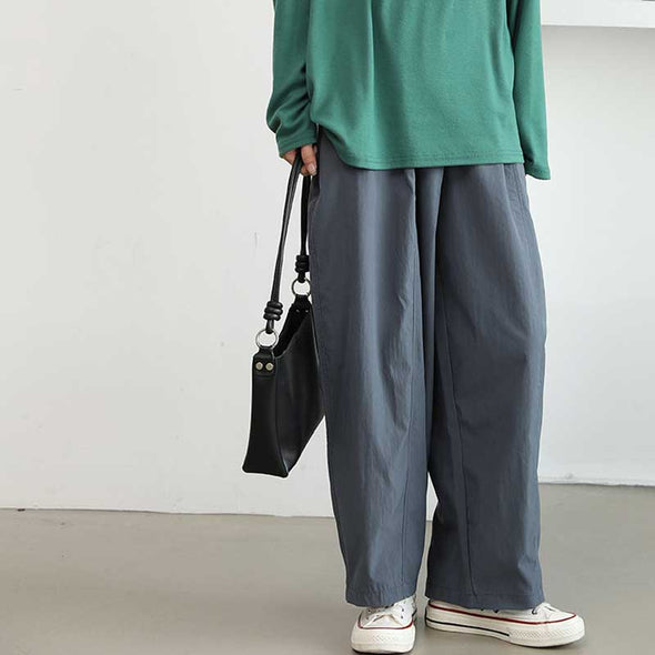 シンプルカジュアル　ワイド風　無地　春夏秋　パンツ