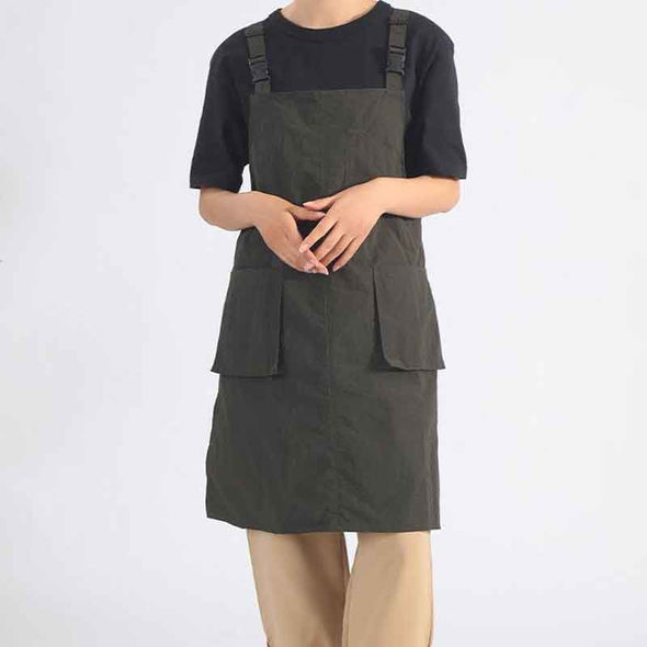 大人カジュアル　5色展開　無地　大き目ポケット　エプロン　