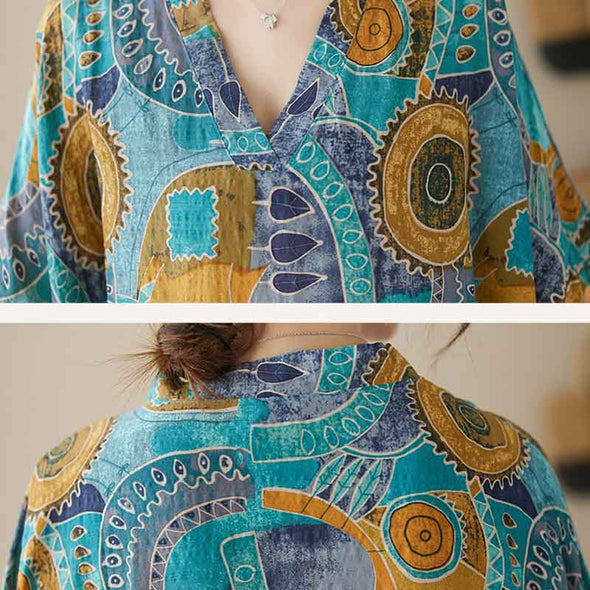 ボタニカル　ロング丈　体型カバー　夏ワンピース