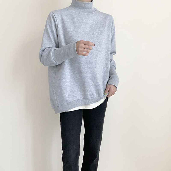 シンプルカジュアル　ハーフネック　秋冬　トレーナー