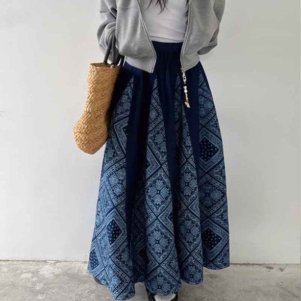 Ａラインスカート　ゴムウエスト　春夏コーデ　ロングスカート
