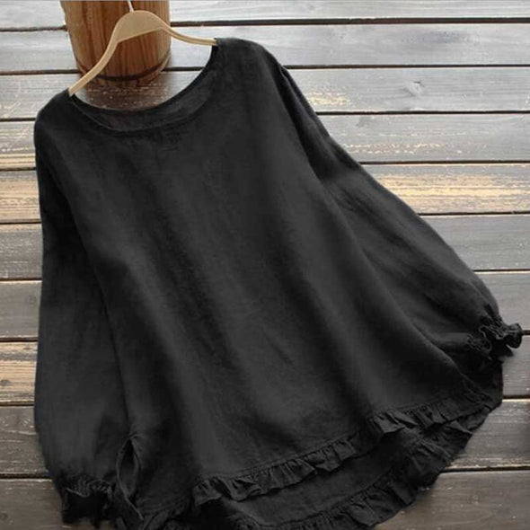 【S~5XL】無地　綿麻　シンプル無地　長袖Ｔシャツ