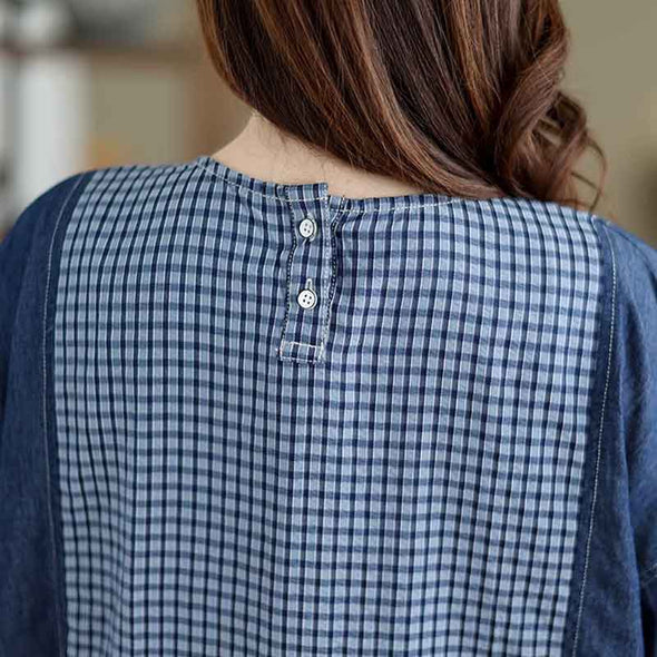 大人カジュアル　アシメ裾　切り替え　半袖Tシャツ