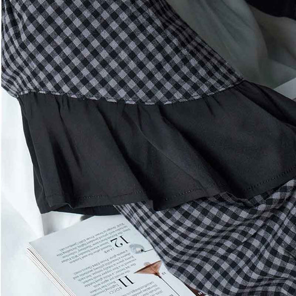 アームカバー　袖カバー　かわいい　チェック柄　フリルデザイン　おしゃれコーデ　花屋　カフェ