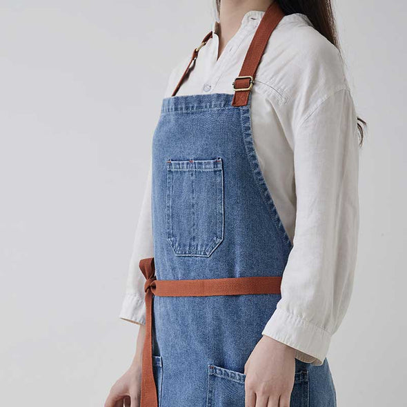おしゃれ　デニムエプロン　カフェ　家事　飲食店　男女兼用　かわいい　エプロン
