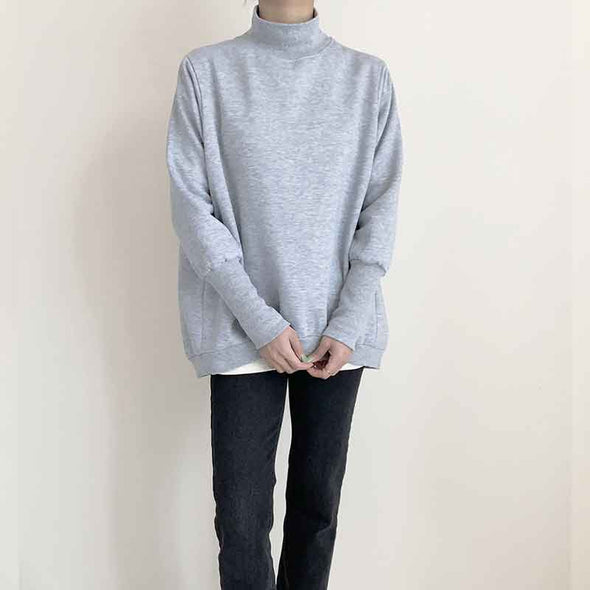 シンプルカジュアル　ハーフネック　秋冬　トレーナー