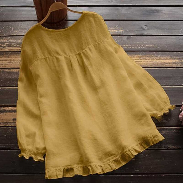 【S~5XL】無地　綿麻　シンプル無地　長袖Ｔシャツ