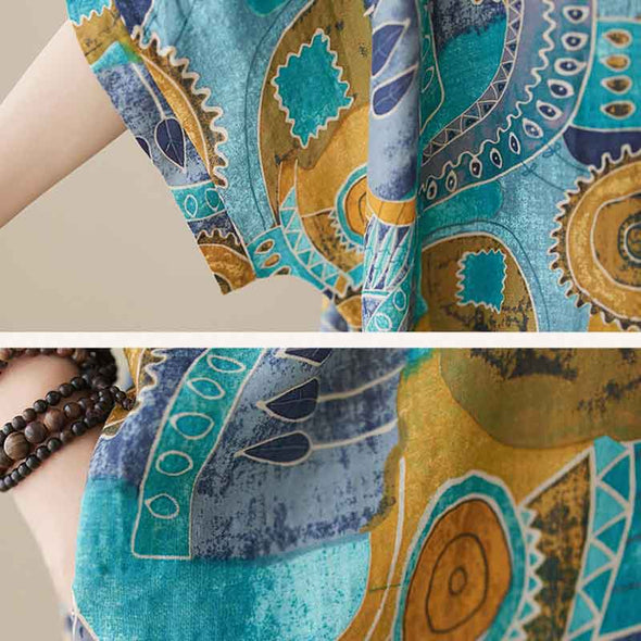 ボタニカル　ロング丈　体型カバー　夏ワンピース