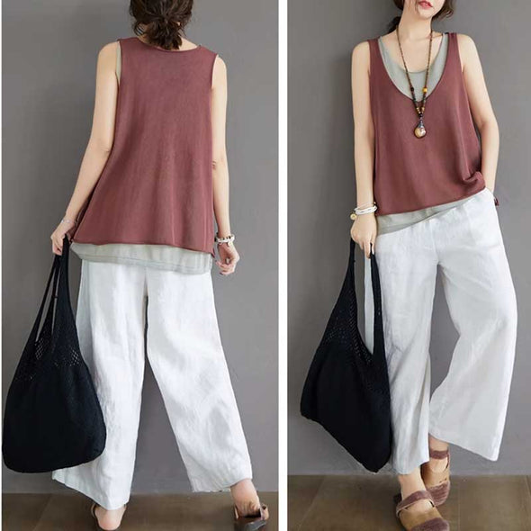 レイヤード風　Vネック　夏定番　かわいい　タンクトップ