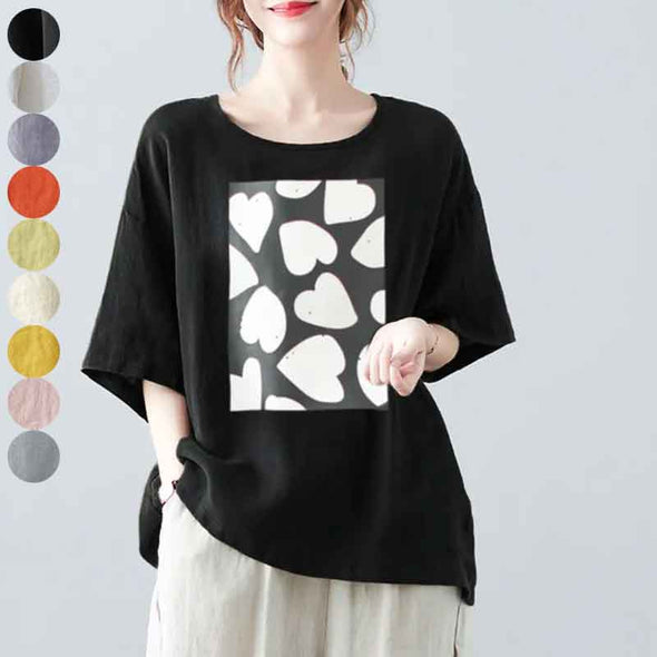 【S~4XL】大人かわいい　ゆるシルエット　色バリ豊か　半袖Tシャツ