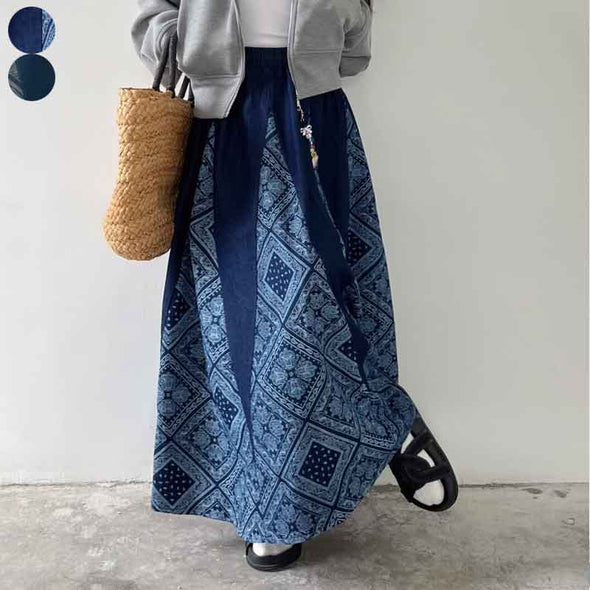Ａラインスカート　ゴムウエスト　春夏コーデ　ロングスカート
