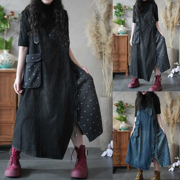 人気新作　大人かわいい　デニムワンピース　数量限定　大き目ポケット　かわいい　おしゃれ