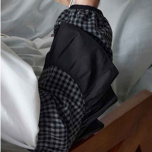 アームカバー　袖カバー　かわいい　チェック柄　フリルデザイン　おしゃれコーデ　花屋　カフェ