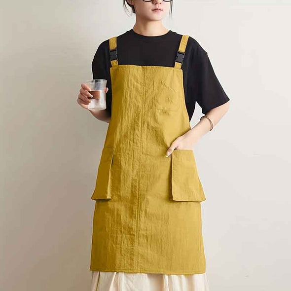 大人カジュアル　5色展開　無地　大き目ポケット　エプロン　