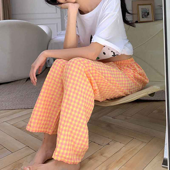 人気　お得　ルームウエア　部屋着　チェック柄　かわいい　楽ちん　