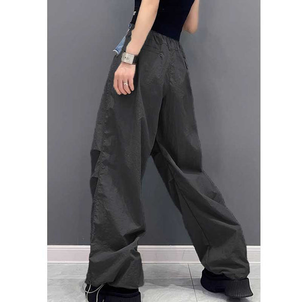 韓国ファッション　切替　カジュアル　ワイド風パンツ