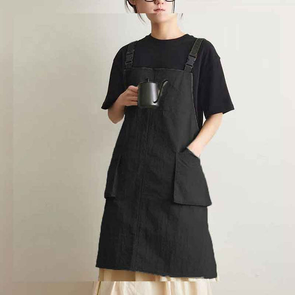 大人カジュアル　5色展開　無地　大き目ポケット　エプロン　
