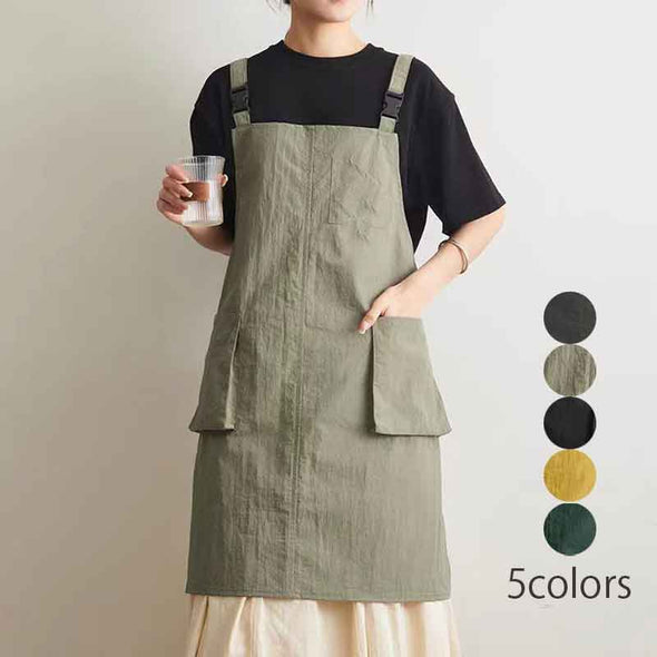 大人カジュアル　5色展開　無地　大き目ポケット　エプロン　