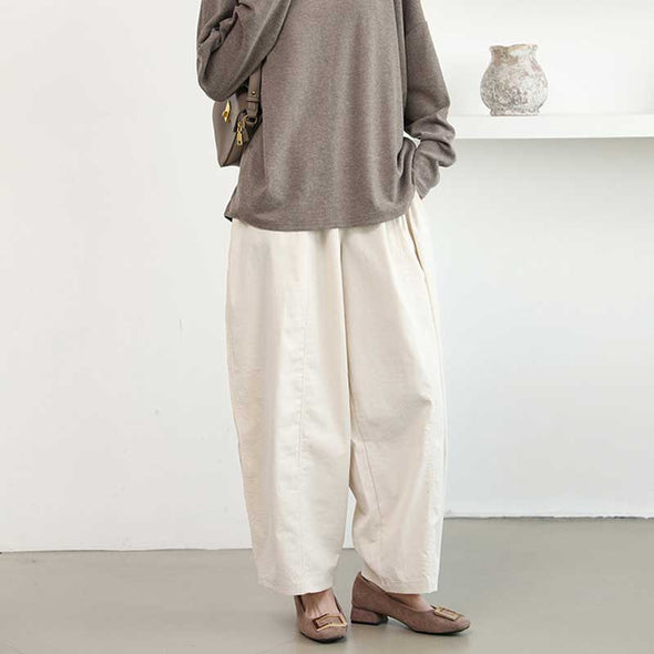 シンプルカジュアル　ワイド風　無地　春夏秋　パンツ