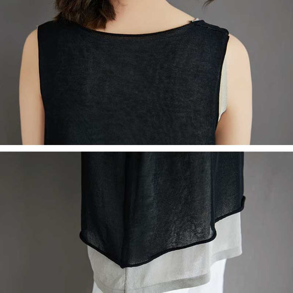 レイヤード風　Vネック　夏定番　かわいい　タンクトップ