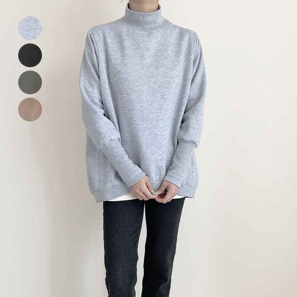 シンプルカジュアル　ハーフネック　秋冬　トレーナー