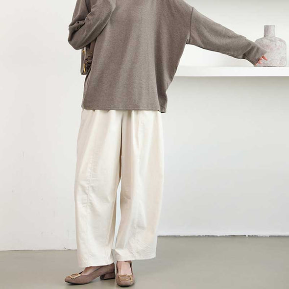 シンプルカジュアル　ワイド風　無地　春夏秋　パンツ