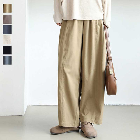 シンプルカジュアル　ワイド風　無地　春夏秋　パンツ