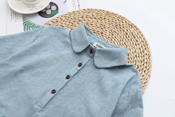 【XL～4XL】韓国ファッション　フリルネック　シンプルカジュアル系　おしゃれ　夏シャツ