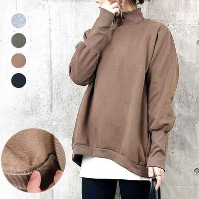シンプルカジュアル　ハーフネック　秋冬　トレーナー