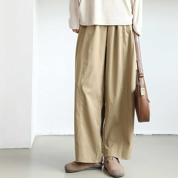 大人カジュアル　ワイド風　無地　定番　合わせやすい　パンツ　ボトムス　秋　冬