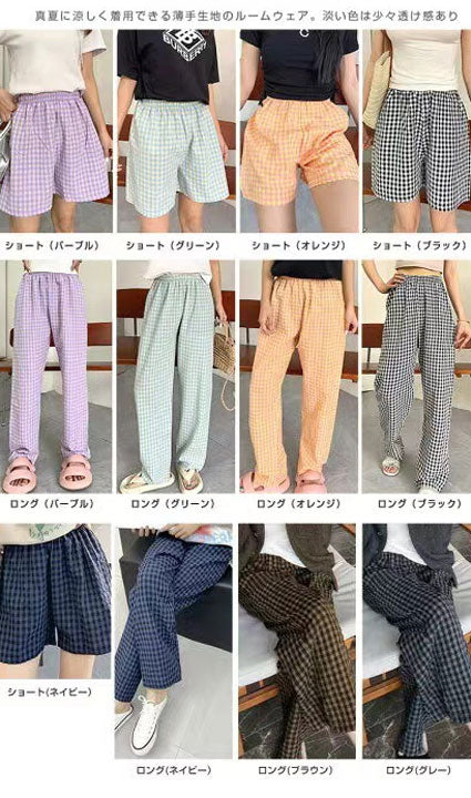 人気　お得　ルームウエア　部屋着　チェック柄　かわいい　楽ちん　