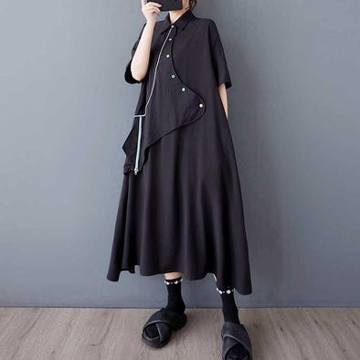 シンプルカジュアル　着痩せ効果　かわいい　シャツワンピース