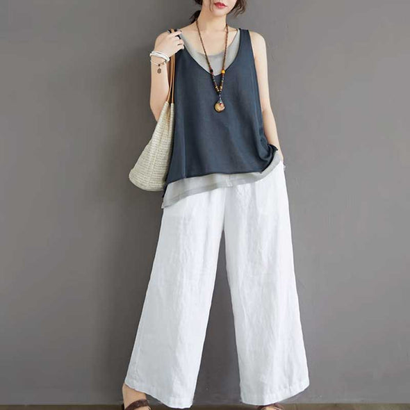 レイヤード風　Vネック　夏定番　かわいい　タンクトップ