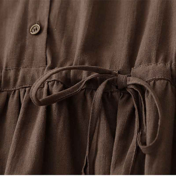 シンプルカジュアル　無地　シャツワンピース