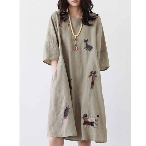 大人カジュアル　夏　半袖　ワンピース